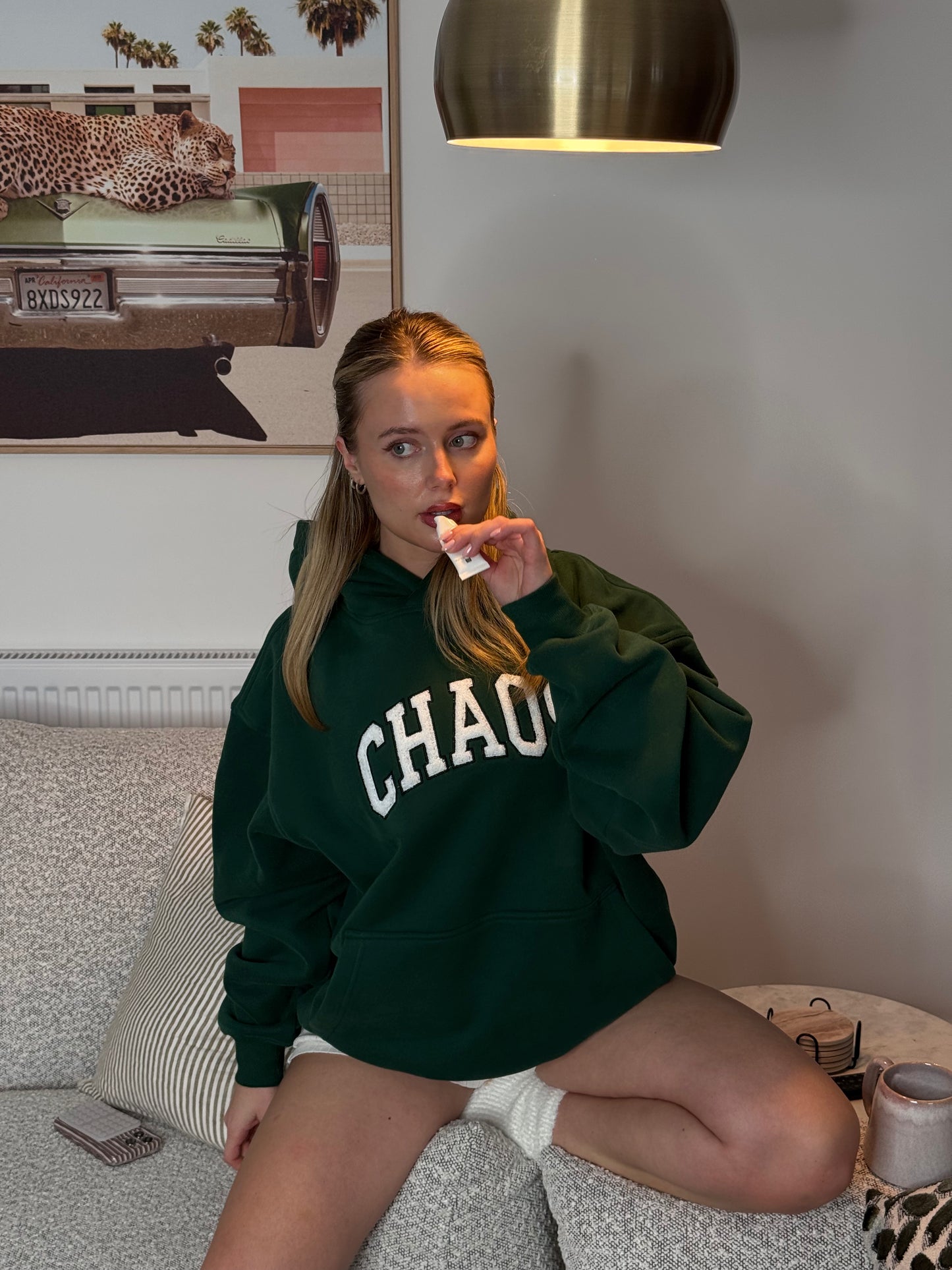 CHAOS Embroidered Hoodie - Green