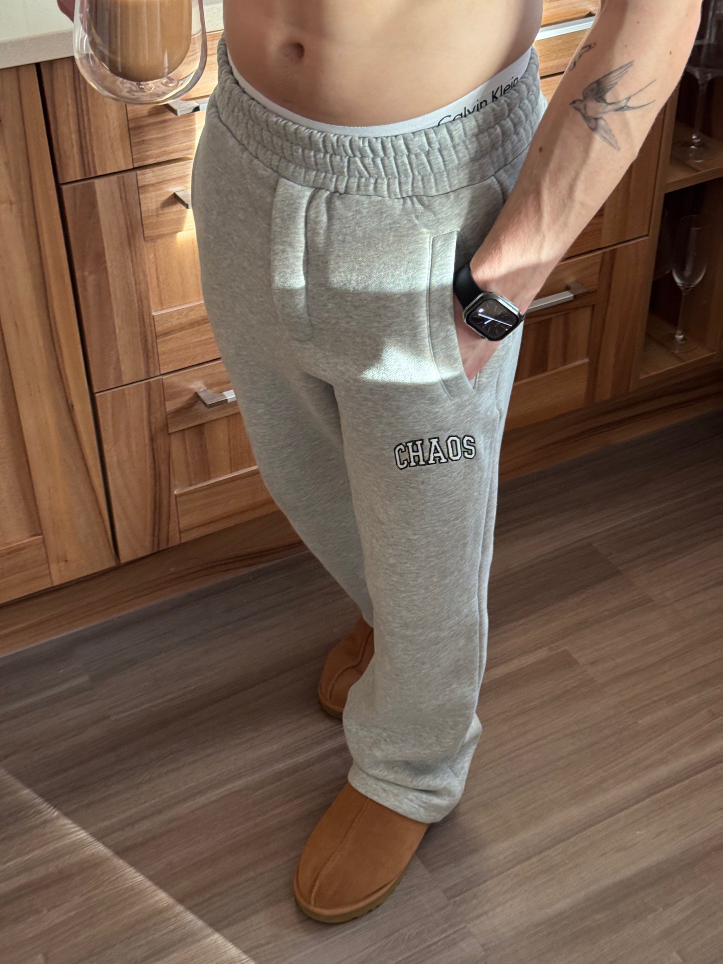 CHAOS Embroidered Sweatpants - Grey